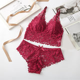 Women Lace Bra Sets Seamless Underwear Backless Vest Sexy Panties Lingerie Padded Bralette Ultrathin Briefs Female Intimates