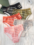 5Pack Striped Contrast Lace Panty Set