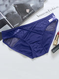 Transparent Ice Silk Mesh Cross Low Waisted Briefs