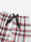 3Pcs Plaid Bow Front PJ Set