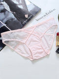 Transparent Ice Silk Mesh Cross Low Waisted Briefs