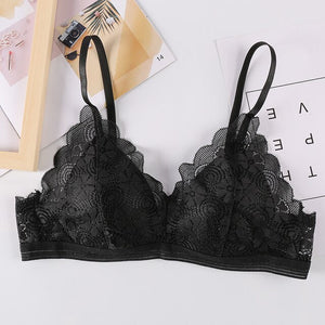 Floral Lace Bras for Women Sexy Lingerie Beauty Back Deep V Bralette Wire Free Thin Underwear Push up Bra Female Brassiere