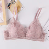 Floral Lace Bras for Women Sexy Lingerie Beauty Back Deep V Bralette Wire Free Thin Underwear Push up Bra Female Brassiere