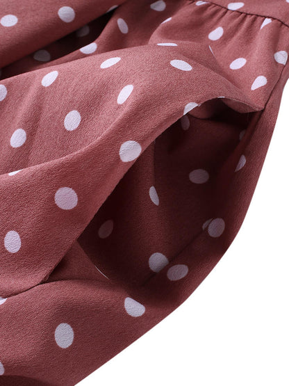 Polka Dot Print Short Sleeve Plus Size Maxi Dress with Pockets