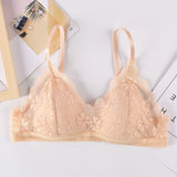 Floral Lace Bras for Women Sexy Lingerie Beauty Back Deep V Bralette Wire Free Thin Underwear Push up Bra Female Brassiere