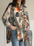 Flower Print Casual Loose Blouse