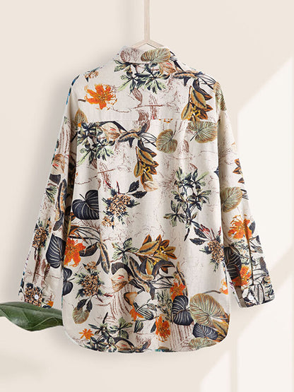 Flower Print Casual Loose Blouse