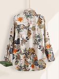 Flower Print Casual Loose Blouse