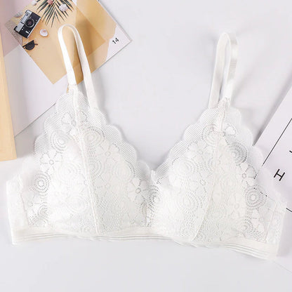 Floral Lace Bras for Women Sexy Lingerie Beauty Back Deep V Bralette Wire Free Thin Underwear Push up Bra Female Brassiere