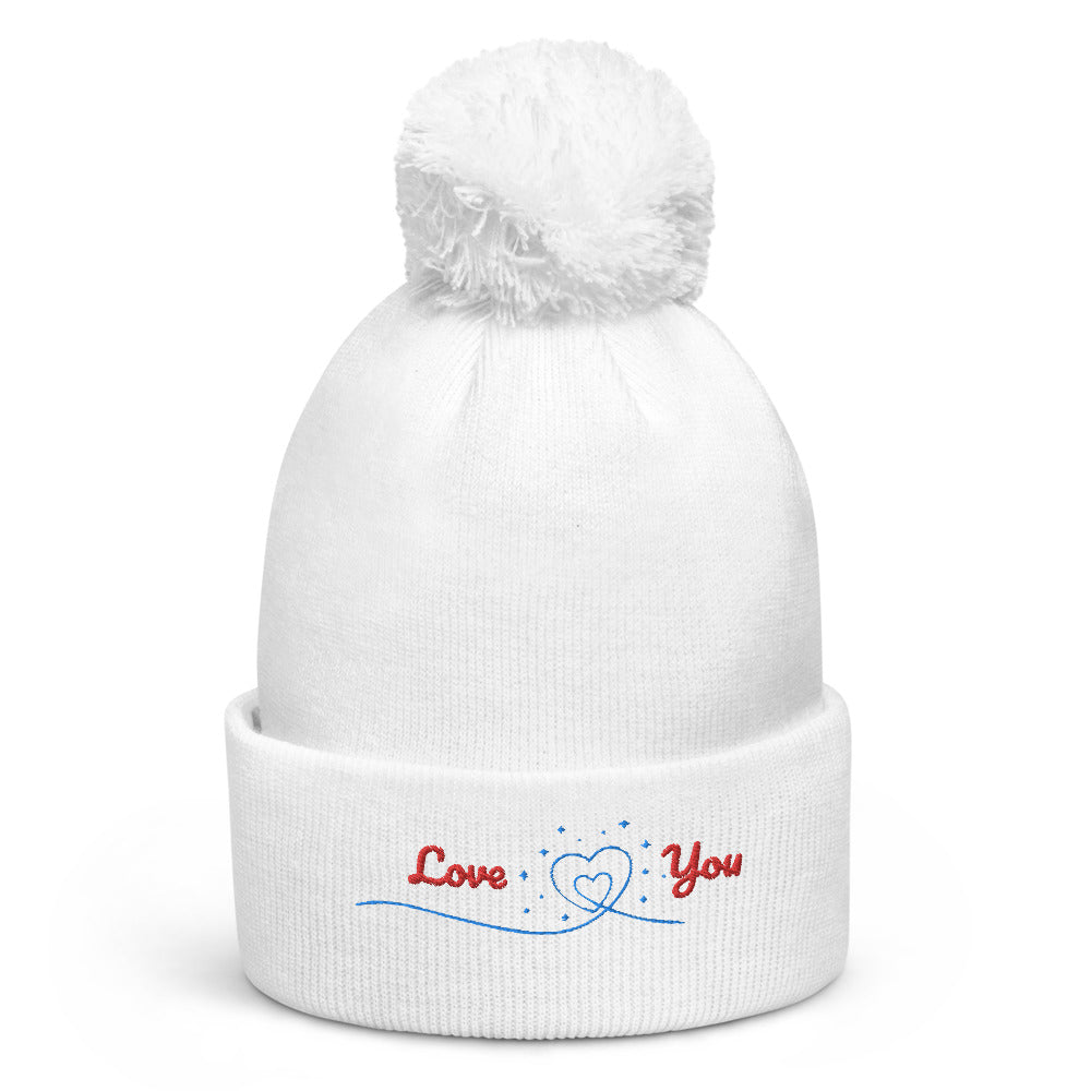 Pom pom Love Gift Design beanie