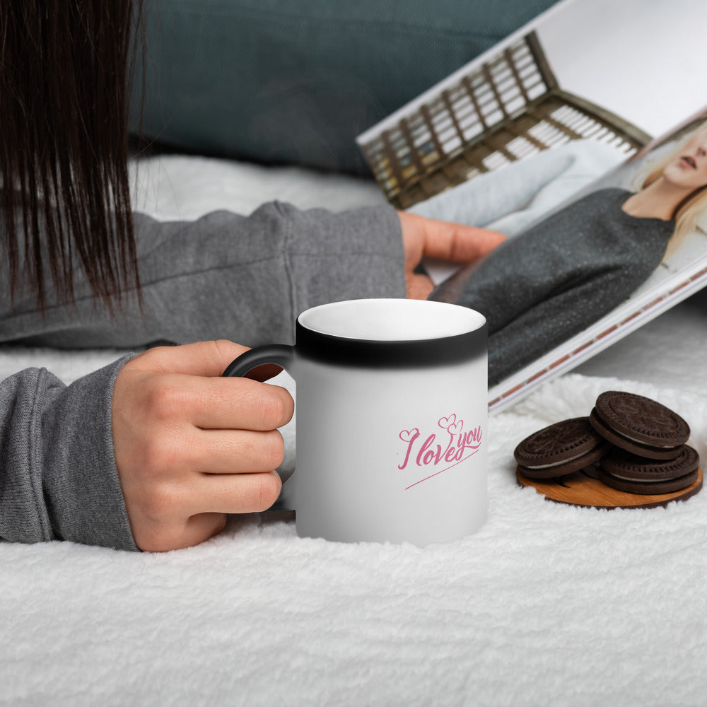 Dear Matte Black Magic Mug  ( I Love You )