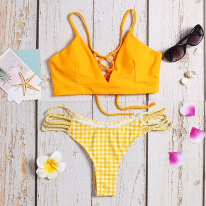 Estorenew 2021 New Fashion Summer Swimwear Women Cut Flower Two Piece Biquini Bikini Push up Cross Bandage Swimsuit Bikini Set Maillot De Bain Femme