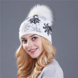 Real mink pom poms wool rabbit fur knitted hat Skullies winter 2020 Winter Collection