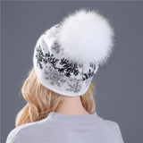 Real mink pom poms wool rabbit fur knitted hat Skullies winter 2020 Winter Collection