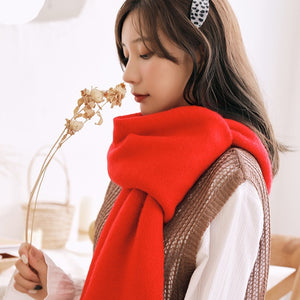 Women Winter Thicken Warm Scarf Soft Solid Cashmere Scarves Pashmina Shawls Wraps Knitted Wool Long Scarf Estorenew