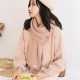 Women Winter Thicken Warm Scarf Soft Solid Cashmere Scarves Pashmina Shawls Wraps Knitted Wool Long Scarf Estorenew