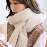 Women Winter Thicken Warm Scarf Soft Solid Cashmere Scarves Pashmina Shawls Wraps Knitted Wool Long Scarf Estorenew