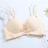 Estorenew Sexy Pink Cup Bras For Women Push Up Lingerie Seamless Bra Wire Free Plaids Bralette Plunge Intimates Female Underwear