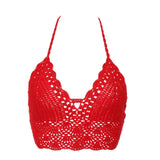 Estorenew New Sexy Bikini Crop Top Women Crochet Boho Beach Camisoles Bikini Bralette Halter Cami Knitted Bra Backless Beachwear Tank Top