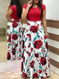 Floral Print O-neck Long Dress Women Summer 2020 New Short Sleeve Robe Casual Elegant Ladies Maxi Dress Plus