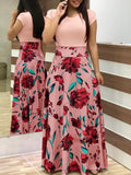 Floral Print O-neck Long Dress Women Summer 2020 New Short Sleeve Robe Casual Elegant Ladies Maxi Dress Plus