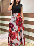 Floral Print O-neck Long Dress Women Summer 2020 New Short Sleeve Robe Casual Elegant Ladies Maxi Dress Plus