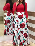 Floral Print O-neck Long Dress Women Summer 2020 New Short Sleeve Robe Casual Elegant Ladies Maxi Dress Plus