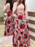 Floral Print O-neck Long Dress Women Summer 2020 New Short Sleeve Robe Casual Elegant Ladies Maxi Dress Plus