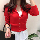 Estorenew Fashion Women Cardigan Sweater Spring Knitted Long Sleeve Short Coat Casual Single Breasted Korean Slim Chic Ladies Top