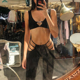 Estorenew Women Solid Color Sexy Cut Out Pants Slim Fitness Cotton Pants Hollow Out Flare Pants Streetwear Bell Bottom Pants Trousers Low