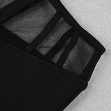 Estorenew 2021 Women Clothing Set Sexy Long Sleeve Mesh Black Bodycon Bandage Two Pieces Set Celebrity High Street Party Crop Tops Pants