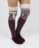 New Christmas Women's Long Knitted Stockings For Girls Ladies Women Winter Knit Socks Thigh High Over The Knee Socks