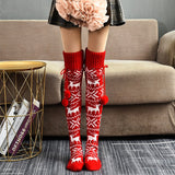 New Christmas Women's Long Knitted Stockings For Girls Ladies Women Winter Knit Socks Thigh High Over The Knee Socks