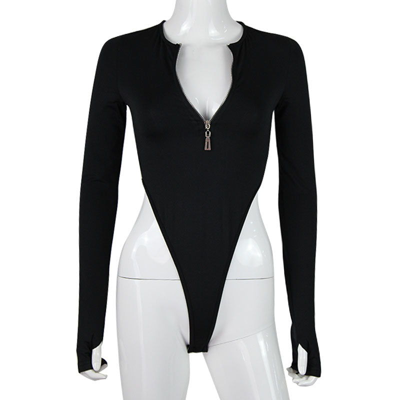 Spring Summer Rompers Women Jumpsuits Fashion Solid Zipper Long Sleeve Sexy Sheath Skinny Women Rompers Bodysuits