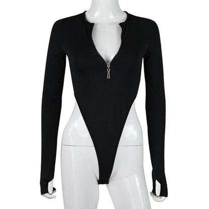 Spring Summer Rompers Women Jumpsuits Fashion Solid Zipper Long Sleeve Sexy Sheath Skinny Women Rompers Bodysuits