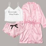 New 3 Pieces Women Pajamas Sets Faux Silk Pajamas Sleepwear Sets Elegant Sexy Lace Fashion Casual Home Clothes Nightwear