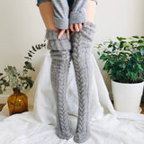 New Christmas Women's Long Knitted Stockings For Girls Ladies Women Winter Knit Socks Thigh High Over The Knee Socks