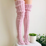 New Christmas Women's Long Knitted Stockings For Girls Ladies Women Winter Knit Socks Thigh High Over The Knee Socks