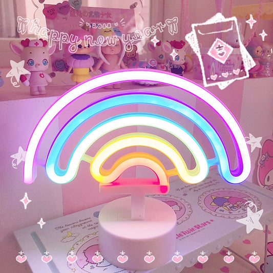 Estorenew Rainbow Unicorn Neon Led Night Lamp Girls Bedroom Warm Night Light Room Decoration 3d Acrylic Table Desk Lamp Gifts