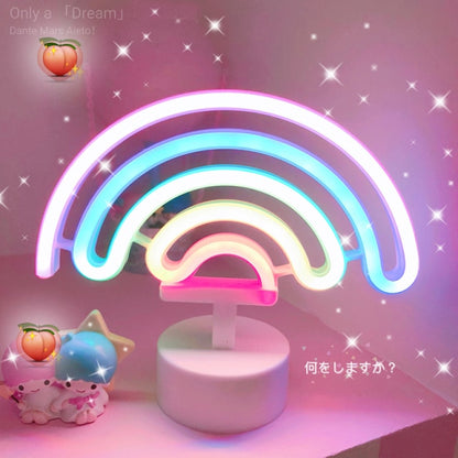 Estorenew Rainbow Unicorn Neon Led Night Lamp Girls Bedroom Warm Night Light Room Decoration 3d Acrylic Table Desk Lamp Gifts