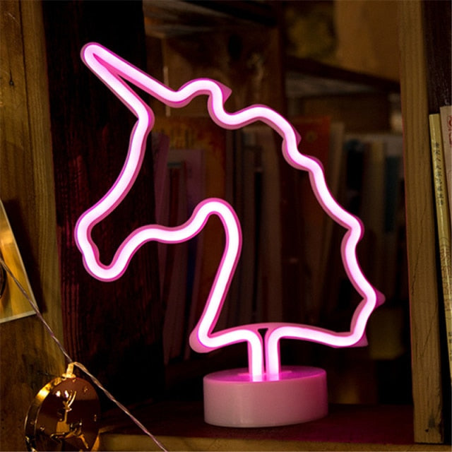 Estorenew Rainbow Unicorn Neon Led Night Lamp Girls Bedroom Warm Night Light Room Decoration 3d Acrylic Table Desk Lamp Gifts