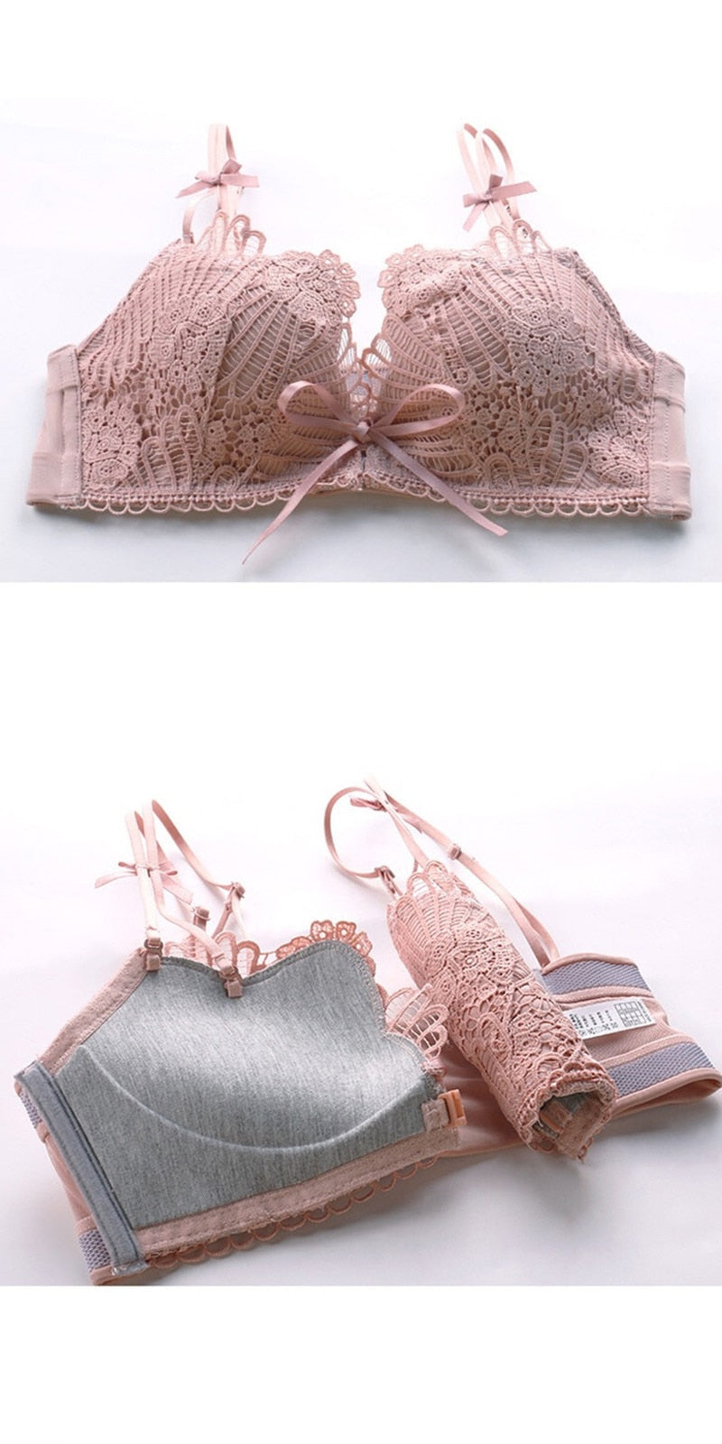 Estorenew Seamless Lingerie Push up Bras Comfortable Wireless Sexy Lace Front Closure Bra Underwear Women Bralette Brasieres Para mujer