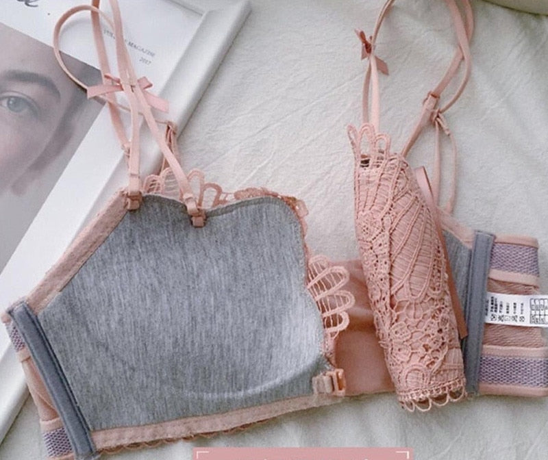 Estorenew Seamless Lingerie Push up Bras Comfortable Wireless Sexy Lace Front Closure Bra Underwear Women Bralette Brasieres Para mujer