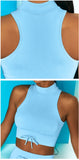 Estorenew Sexy High Neck Sports Bra Women Seamless Gather Yoga Underwear Gym Running Exercise Fitness High Neck Small Vest Yoga Top