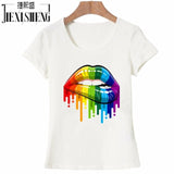 New women Summer Tops Tees Sexy Color Lips Painted T-Shirt