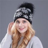 Real mink pom poms wool rabbit fur knitted hat Skullies winter 2020 Winter Collection