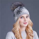 Real mink pom poms wool rabbit fur knitted hat Skullies winter 2020 Winter Collection