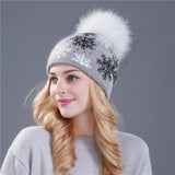 Real mink pom poms wool rabbit fur knitted hat Skullies winter 2020 Winter Collection