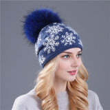 Real mink pom poms wool rabbit fur knitted hat Skullies winter 2020 Winter Collection