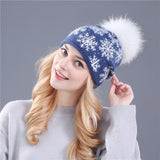 Real mink pom poms wool rabbit fur knitted hat Skullies winter 2020 Winter Collection